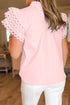 Layered Ric Rac Cap Sleeve Filled Neck Blouse